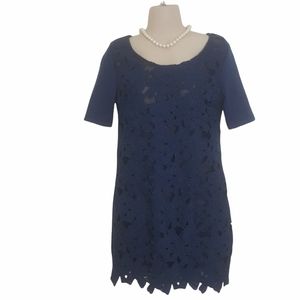 Ezra Navy Blue Laser Cut Dress